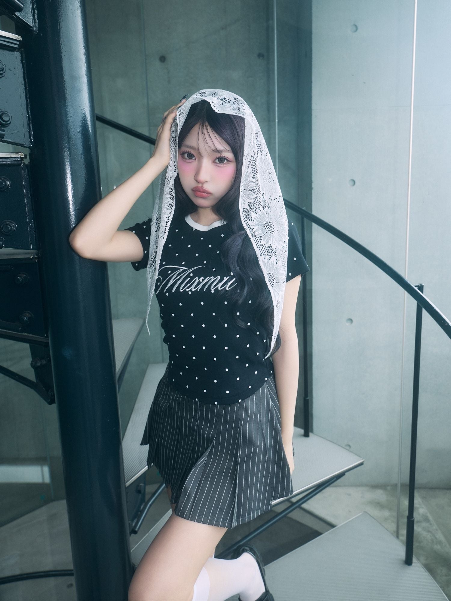 ドット柄MixmiiロゴTシャツ