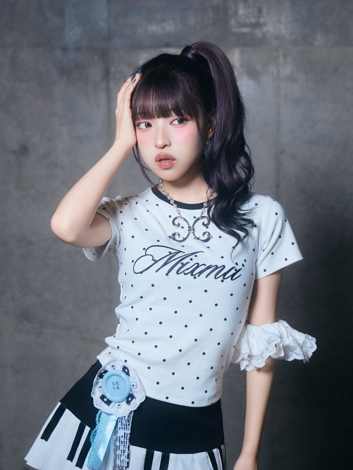ドット柄MixmiiロゴTシャツ