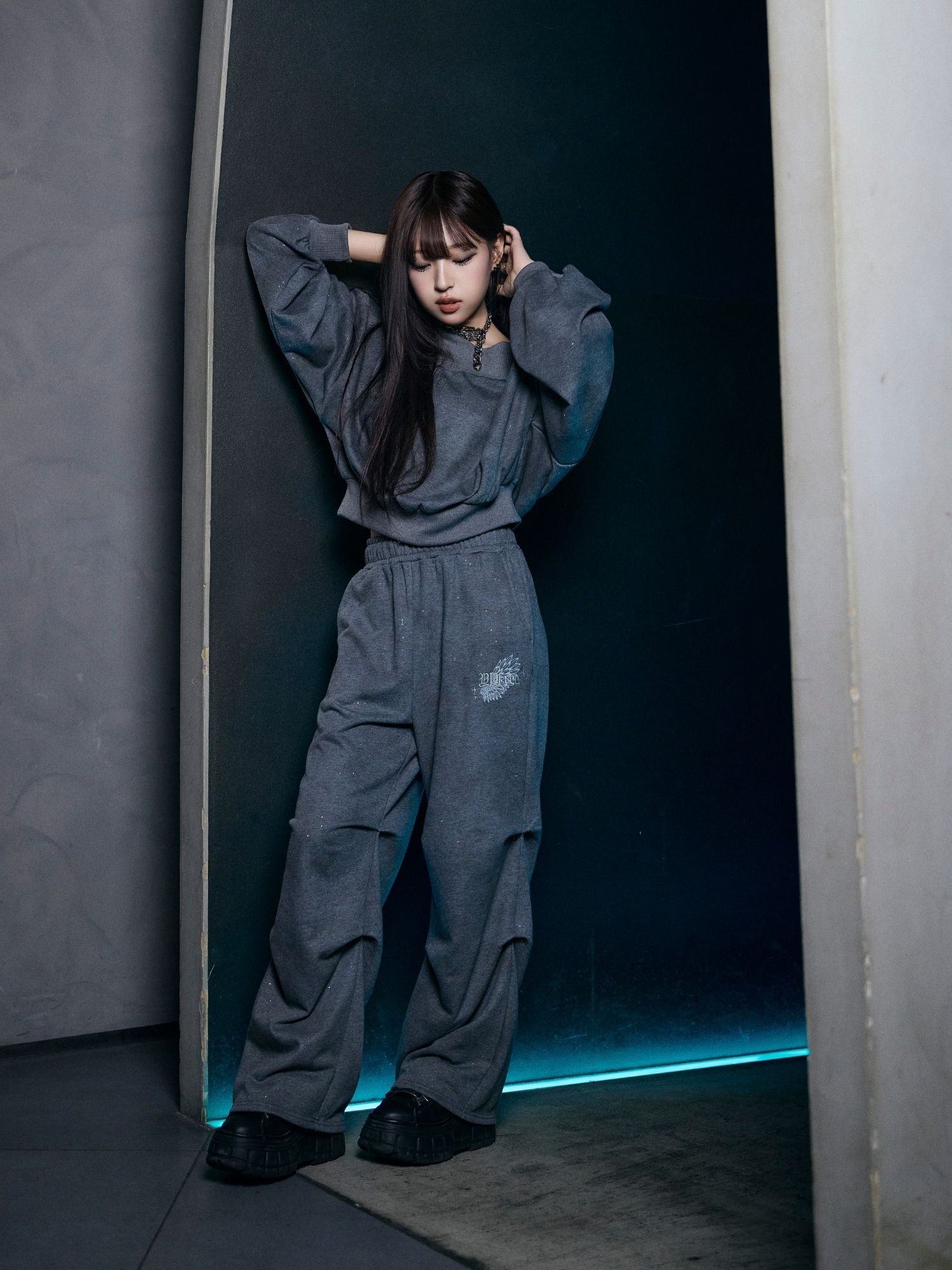 【予約商品】タック入りラメスウェットパンツ　9月下旬発送予定