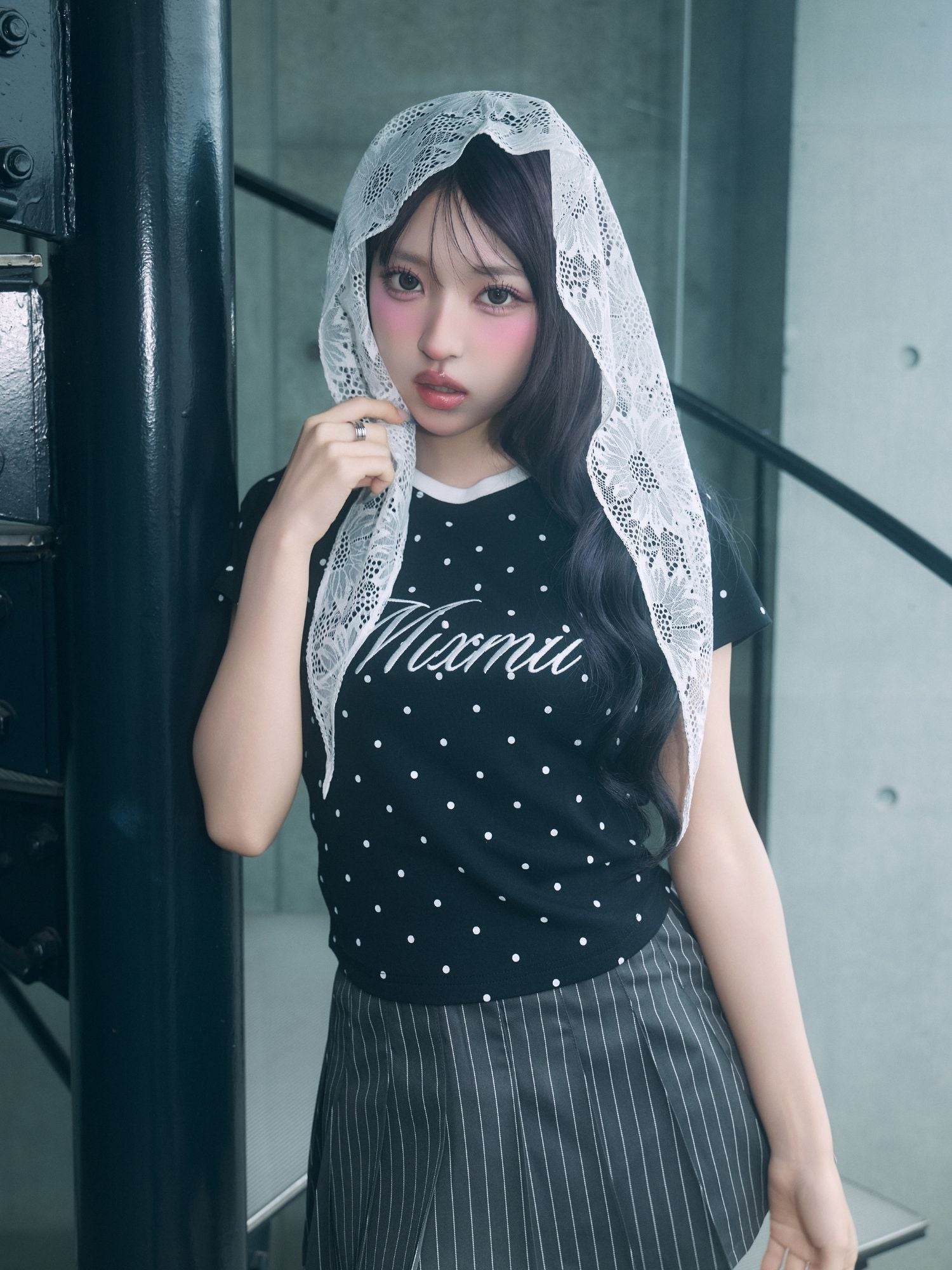 ドット柄MixmiiロゴTシャツ