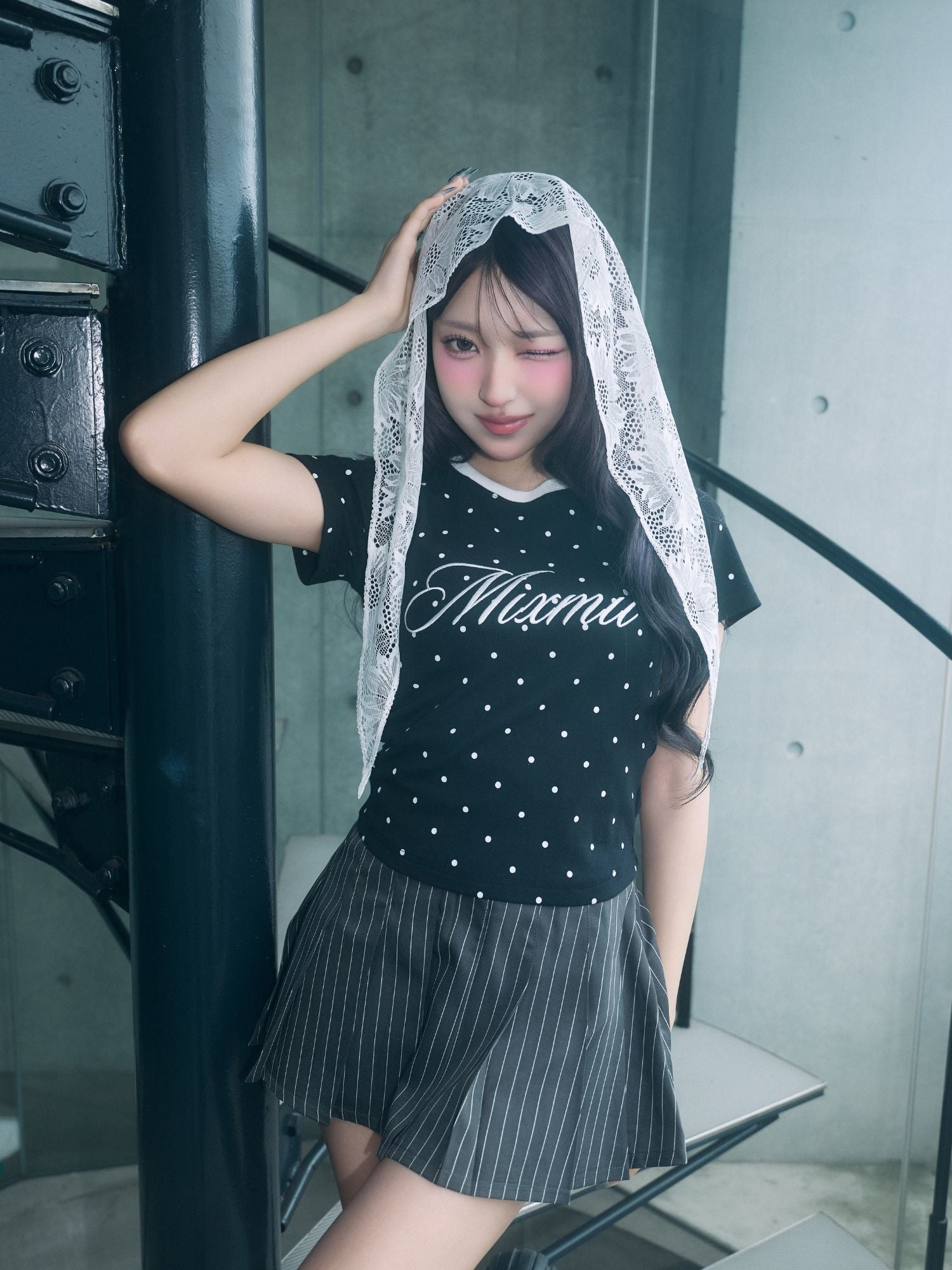 ドット柄MixmiiロゴTシャツ